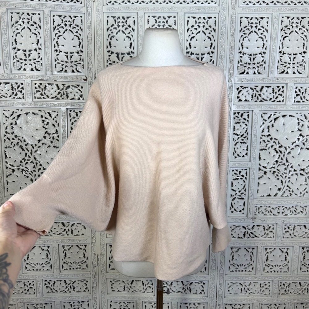 FLAW Kerisma Light Peach Slouchy Boat Neck Sweater Womens M/L Ribbed Lagenlook